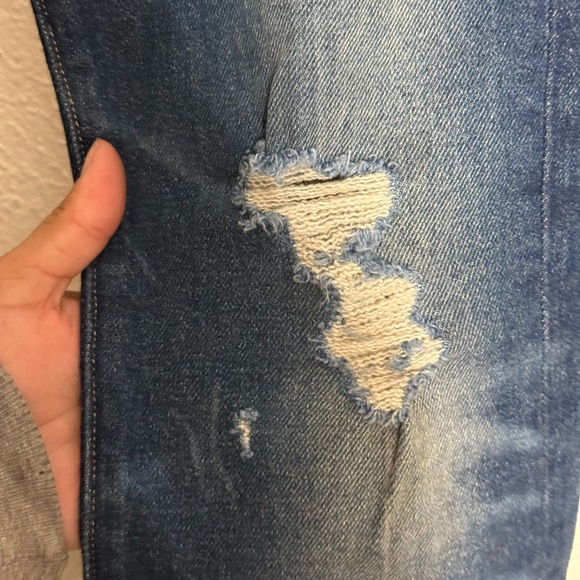 CQY Anthropology women’s Dark blue distress straight Slim denim jeans size 27 - Picture 8 of 12